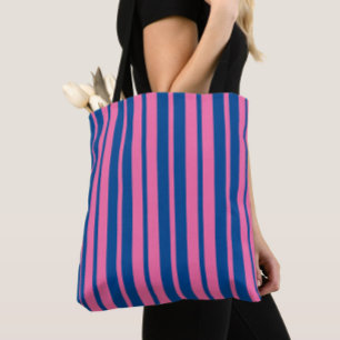 Bolso De Tela Diseño de patrón de rayas elegantes rosa azul