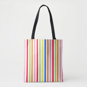 Bolso De Tela Diseño de patrón de rayas vibrantes y coloridas