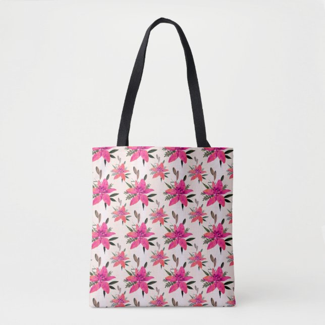 Bolso De Tela Diseño de patrón floral rosa-29500 (Anverso)