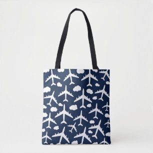 Bolso De Tela Diseño de patrones de aviones de vuelo lindo azul