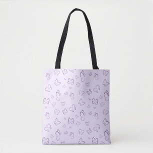 Bolso De Tela Diseño de patrones de mariposa púrpura