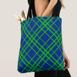 Bolso De Tela Diseño De Patrones De Placas De Tartán Verde Sobre