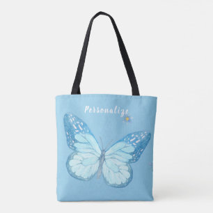 Bolso De Tela Diseño de patrones florales de mariposa azul para 