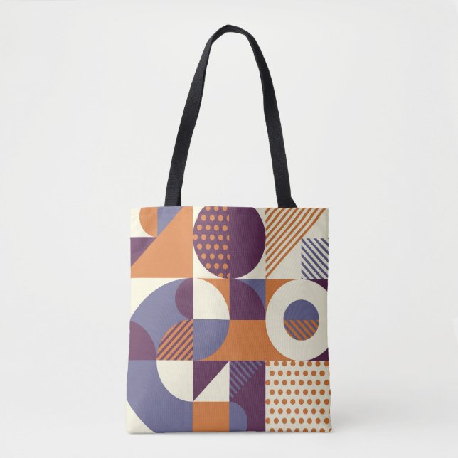 Bolso De Tela Diseño de patrones geométricos de estilo retro (Anverso)