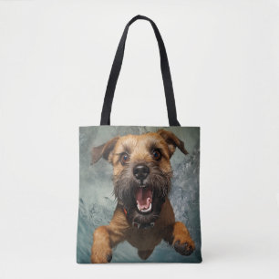 Bolso De Tela Diseño de perro juguetón nadando bajo el agua