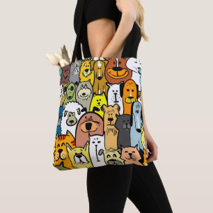 Bolso De Tela Diseño de perros ilustrados