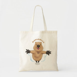 Bolso De Tela Diseño de personalizados de quokka saltando feliz