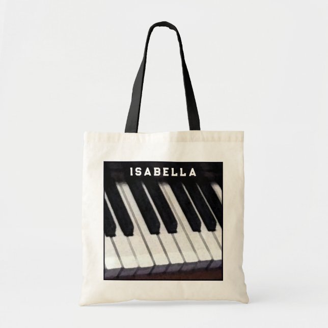 Bolso De Tela Diseño de piano personalizado (Frente)