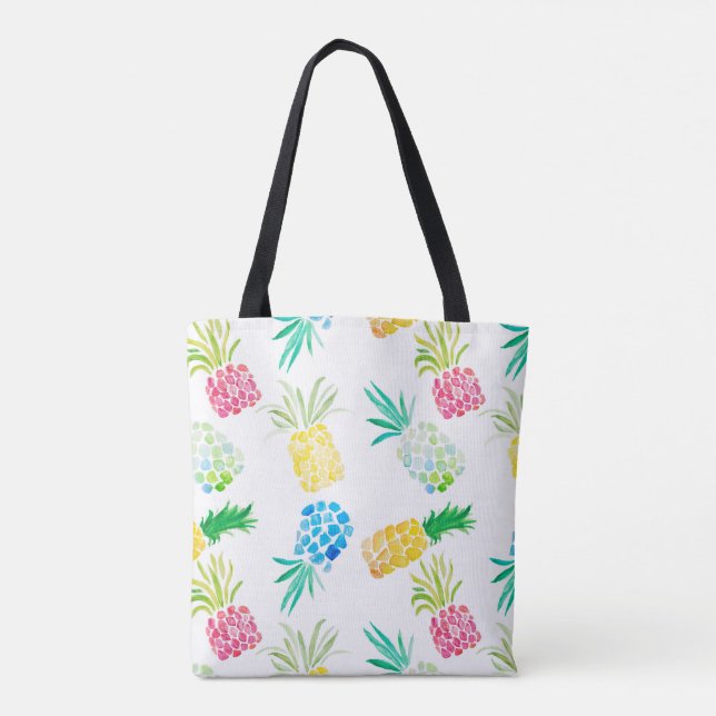 Bolso De Tela Diseño de piña de color de agua divertida moderna (Reverso)