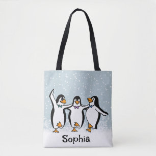 Bolso De Tela Diseño de pingüinos bailando