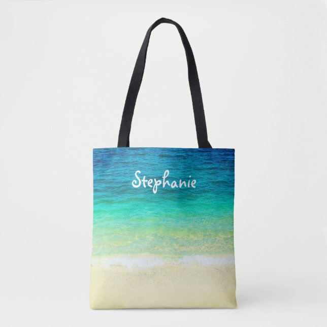 Bolso De Tela diseño de playa de tote personalizado personalizad (Anverso)