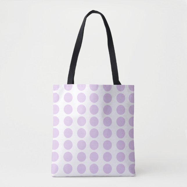 Bolso De Tela Diseño de puntos de polka de lavanda (Anverso)