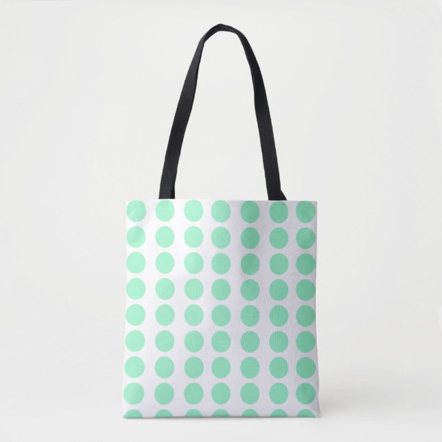 Bolso De Tela Diseño de puntos de polka verde (Anverso)