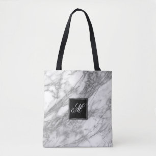 Bolso De Tela Diseño de Purpurina gris plateado monogramado