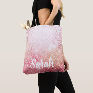 Bolso De Tela Diseño de Purpurina Sparkle Pink