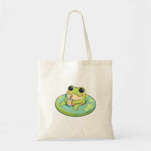 Bolso De Tela Diseño de rana Chibi linda día de verano en la pis