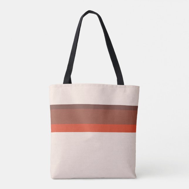 Bolso De Tela Diseño de rayas marrón rosado natural (Reverso)