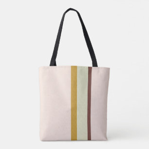 Bolso De Tela Diseño de rayas verde rosa natural