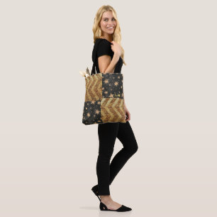 Bolso De Tela Diseño de rayas y estrellas de oro de imitación pe