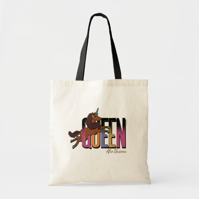 Bolso De Tela Diseño de Reina de Afro Unicornio (Frente)