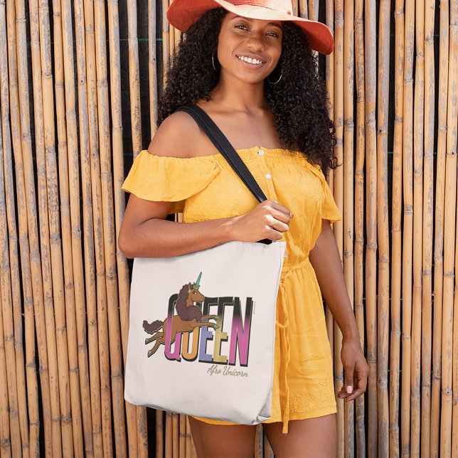 Bolso De Tela Diseño de Reina de Afro Unicornio (Person carrying tote bag)