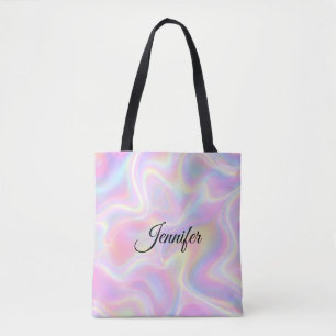 Bolso De Tela Diseño de remolino holográfico pastel vibrante fem