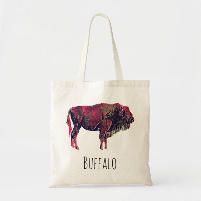 Bolso De Tela Diseño de Retrato de Búfalo para Animales de Bison (Frente)