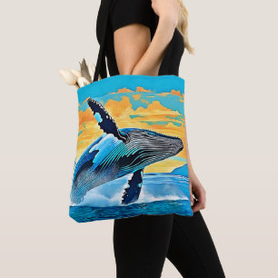 Bolso De Tela Diseño de Salto de Libertad Oceánica de Ballena Jo