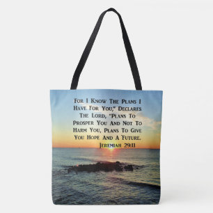 BOLSO DE TELA DISEÑO DE SCRIPTURA SERENE SUNRISE JEREMIAH 29:11