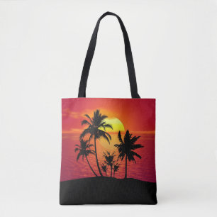Bolso De Tela Diseño de silueta de palmeras al atardecer-65143