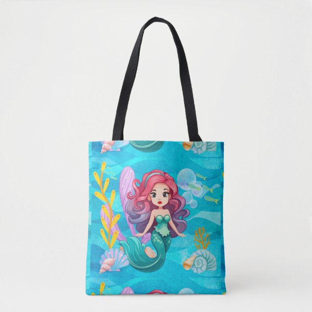 Bolso De Tela diseño de sirenas místicas (Anverso)