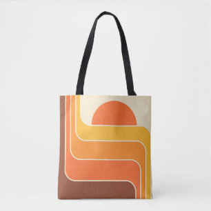 Bolso De Tela Diseño de Sol Geométrico Retro