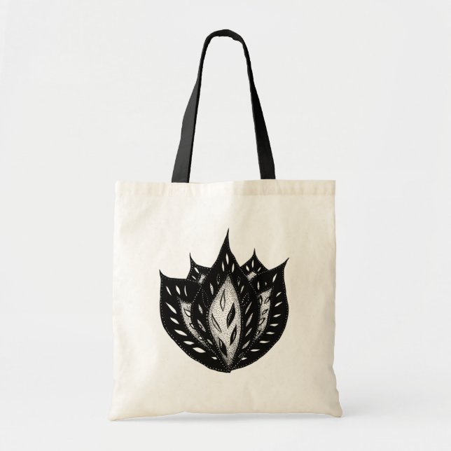 Bolso De Tela diseño de tatuajes abstractos de flor de gótico (Frente)