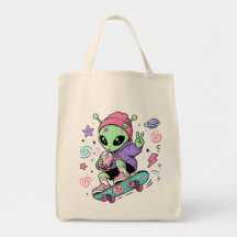 Diseño de té burbuja skater alien kawaii