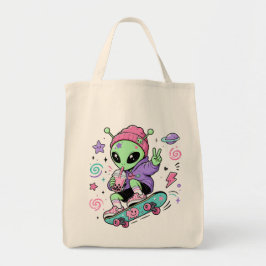 Bolso De Tela Diseño de té burbuja skater alien kawaii