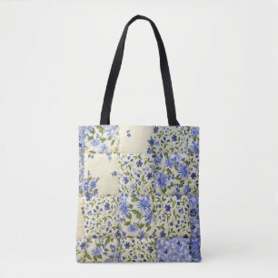 Bolso De Tela diseño de tejido floral azul