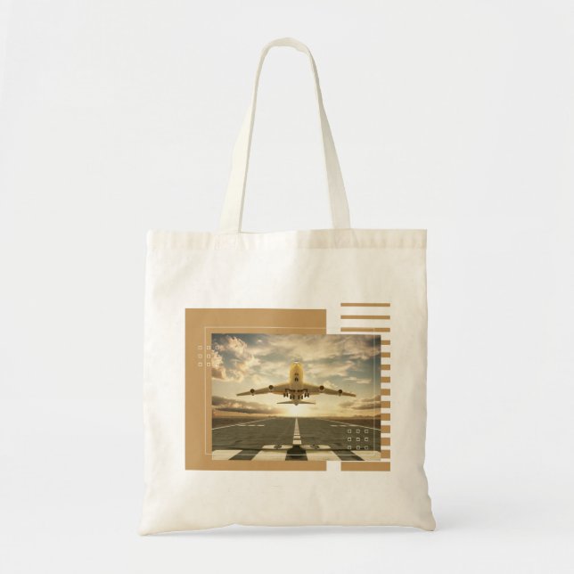 Bolso De Tela diseño de tema de avión (Frente)