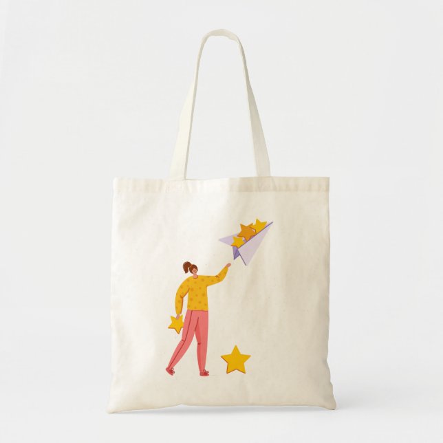 Bolso De Tela diseño de tema de avión (Frente)