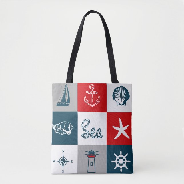 Bolso De Tela Diseño de temática náutica (Anverso)