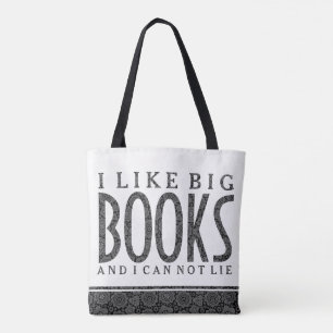 Bolso De Tela Diseño de texto blanco y negro me gustan los libro
