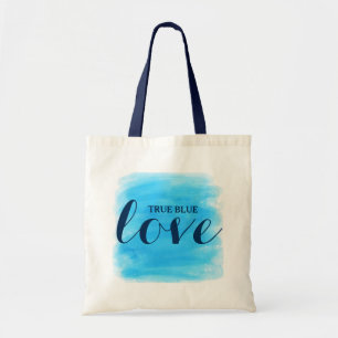 Bolso De Tela Diseño de texto de amor azul verdadero