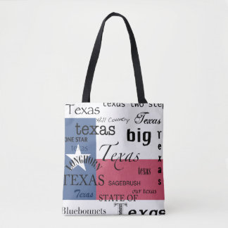 Bolso De Tela Diseño de texto de Texas con bandera de Texas