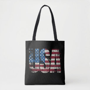 Bolso De Tela Diseño de texto gruñón de EE.UU. con bandera