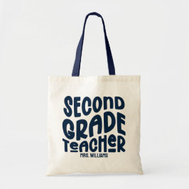 Bolso De Tela Diseño de tipografía azul oscuro para maestro de 2