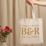 Bolso De Tela Diseño de tipografía monográfica boda<br><div class="desc">Personalice su tabla de corte con sus iniciales y la fecha de su boda. Diseño sencillo,  minimalista y elegante. Es el regalo perfecto para el boda.</div>