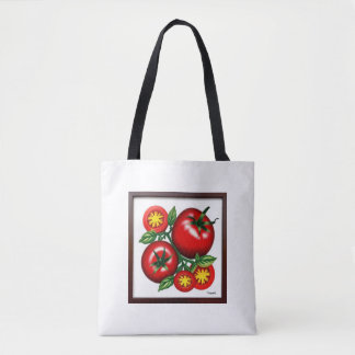 Bolso De Tela diseño de tomate rojo y verde
