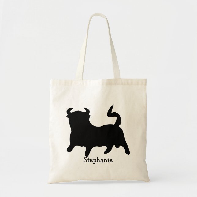 Bolso De Tela Diseño de Toro Negro (Frente)