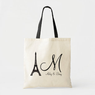 Bolso De Tela Diseño de torre Eiffel del monograma de DIY