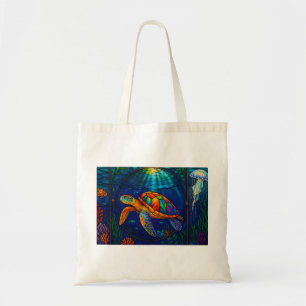 Bolso De Tela Diseño de tortuga marina de vidrio tintado vibrant