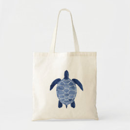 Bolso De Tela Diseño de tortuga marina en índigo